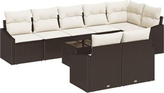vidaXL Garden Sofa Set 9 pcs Brown Poly rattan Vidaxl