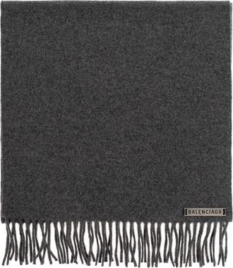 Balenciaga Cashmere Sjaal Met Logo - Dames - Wintersjaals - Grijs - ONE Size - Wol - Accessoires