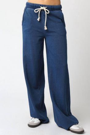 Olivaceous Wide Leg Sweatpants In Blue