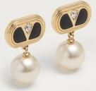 Valentino Garavani Orecchini Ovalette In Metallo, Smalto, Cristalli E Perle Swarovski Donna ORO/NERO UNI