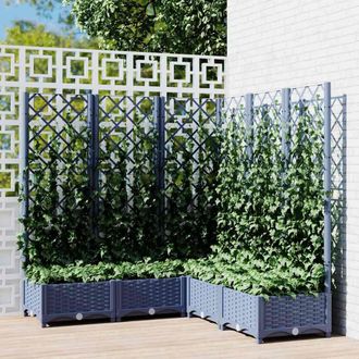 vidaXL Jardinera Con Enrejado Pp Azul Gris 120x120x121,5 Cm Vidaxl