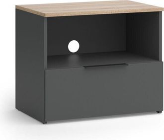 Vicco Mueble Bajo Para Tv Wido, Antracita/sonoma, 60 X 50 Cm Con Caj&oacute;n, Vicco
