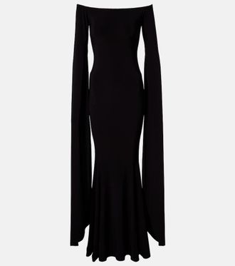 Norma Kamali Abito lungo off-shoulder in jersey