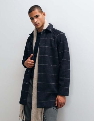 Asos cappotto effetto lana a quadri grigi-Grigio