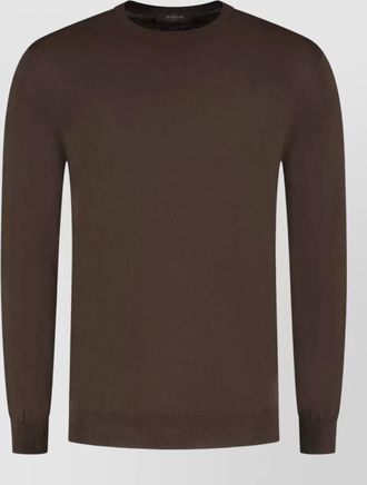 Zanone long sleeve crew knit sweater ribbed trims