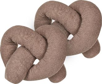 Beliani Conjunto De 2 Cojines Modernos 172 X 14 Cm Tela Afelpada Almohada M&uacute;ltiples Formas Textil Decoraci&oacute;n Accesorios Sala De Estar Dormitorio Marrones Glad