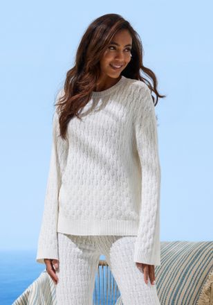 French Connection Strickpullover FRENCH CONNECTION, Damen, Gr. 32/34, creme, Strick, Obermaterial: 33% Nylon, 32% Polyacryl, 30% Baumwolle, 5% Elasthan, Zopfmuster, beq
