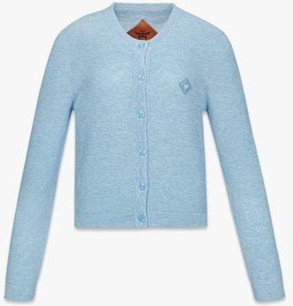 MCM Logo Patch Knit Cardigan in Blue at Nordstrom, Size Medium