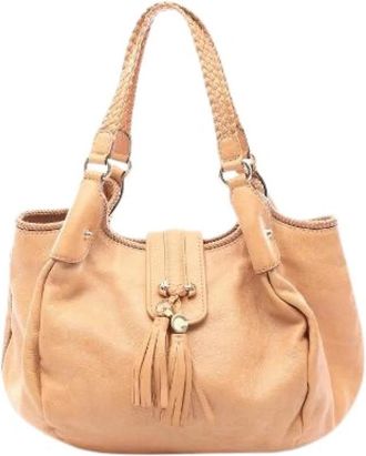 Gucci Pre-owned Marrakech Leren Schoudertas - Dames - Vintage Handtas - Beige - ONE Size - Leer - Vintage