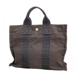 Herm&egrave;s Gray Canvas Tote Bag (Pre-Owned)