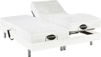 VENTE-UNIQUE.COM Cama articulada el&eacute;ctrica efecto madera blanco 2 x 90 x 200 cm