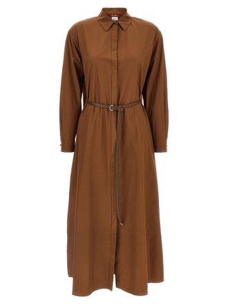 Max Mara Brown Cotton Long Womens Dress