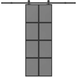 vidaXL Puerta Corredera Set Herrajes Vidrio Templado Aluminio 76x205cm Vidaxl