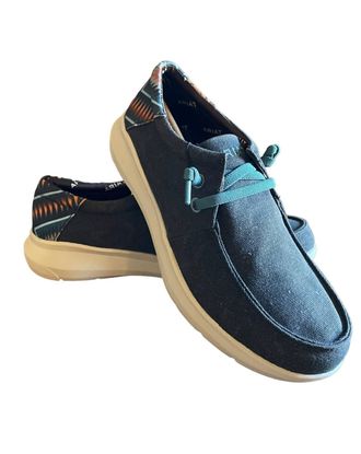 Ariat Mens Hilo 2.0 Stretch Shoes In Charcoal Blue/blue Aztec