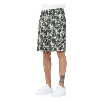 A|X Armani Exchange Casual Shorts, male, Green, Size: W34 Tropical Palm Print Casual Shorts