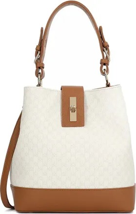 Kazar Tweekleurige Handtas met Subtiel Patroon - Dames - Handtassen - Wit - ONE Size - Leer - Tassen