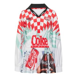 adidas (WMNS) adidas x Coca-Cola Mash Up Smocked Jersey Asia Sizing White Multicolor KY7547
