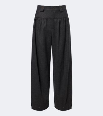 Chlo&eacute; Chlo&eacute; Pantalones barrel de franela de lana y cachemir