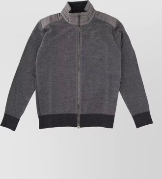 Belstaff high collar knitwear featuring quilted panels