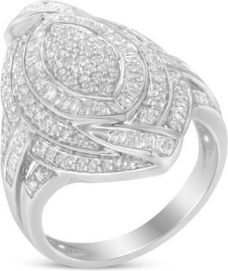 House of Brilliance Silver 1 1/8 Cttw Diamond Cluster Triple Halo Knot Cocktail Ring at Nordstrom, Size 6.75