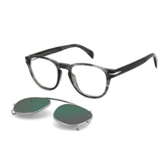 David Beckham Sunglasses Square Full Rim, Black Frame And Clear With Magnetic Clip-On Grey Lens Db1117/cs0807Ir