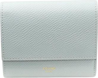 Celine Pre-owned Wallets, female, Gray, Size: ONE SIZE Pre-owned Small Tri-fold Wallet Grained Calfskin Wallet