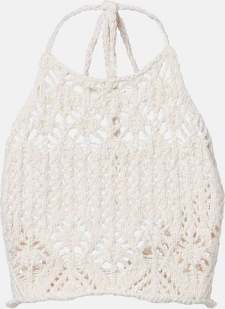 Alanui Top cropped Lagoon Romance in crochet di misto cotone