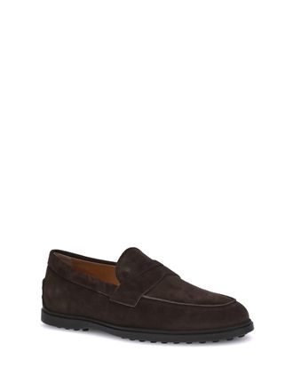 Tod's Mens Suede Loafers Testa Moro Calf Leather Bos Taurus