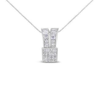 House of Brilliance 14K White Gold 1 5/8 cttw Diamond Heart Ribbon Pendant Necklace at Nordstrom