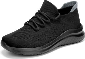 Generic Casual Large-Size Korean Version of Fly-Woven Lightweight Sports Mens and Womens Running Shoes, All Black, 6.5 UK