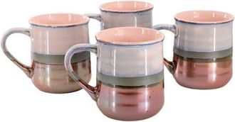 Gibson Home Copper Tonal 4 Piece 18 Ounce Stoneware Cup Set in Purple at Nordstrom