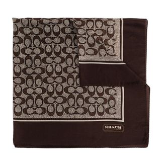 Coach Accessoires, Dames, Bruin, ONE Size, Textured Signature Print Zijden Vierkante Sjaal