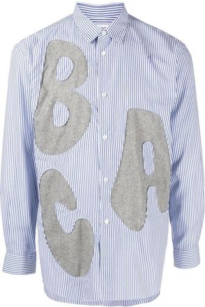 Comme Des Garçons alphabet patch-detail long-sleeve shirt - men - Cotton - L - Blue
