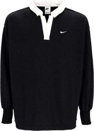 Nike Sportswear Essentials Long Sleeve Polo - Dames - Sportshirts - Zwart - L - Katoen - Fitness