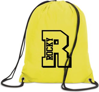 Generic Personalised Initial Name Drawstring Bag Sport School PE Kit Boys Girls Gym Dance Swimming Unisex Bags (CanaryYellow)