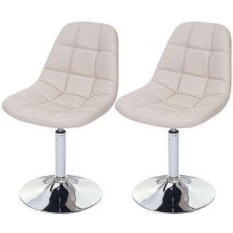 Hhg Hhg - Juego De 2 Sillas De Comedor 837, Silla Giratoria, Cromo, Polipiel Crema