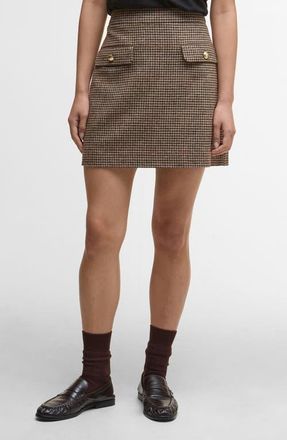 Barbour Sophia Houndstooth Check Merino Wool Miniskirt in Multi Check at Nordstrom, Size 14 Us