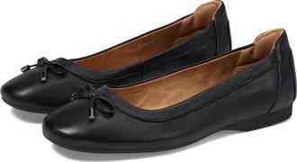 COMFORTIVA Womens Comfortiva Keegan Ballet Flats Black Leather Bow Detail Slip On VER835