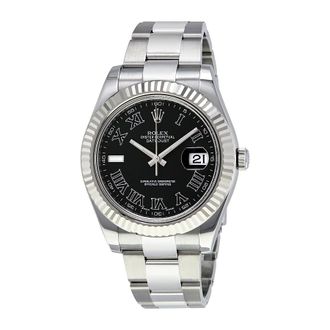Rolex Pre-owned Rolex Datejust II Automatic Black Dial Stainless Steel Oyster Bracelet Mens Watch 116334BKRO