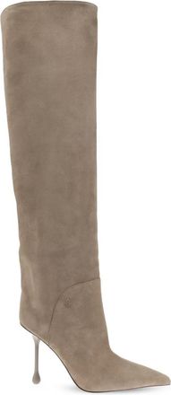 Jimmy Choo London Heeled Boots Cycas - Dames - Laarzen met Hak - Beige - 36 EU - Leer - Schoenen