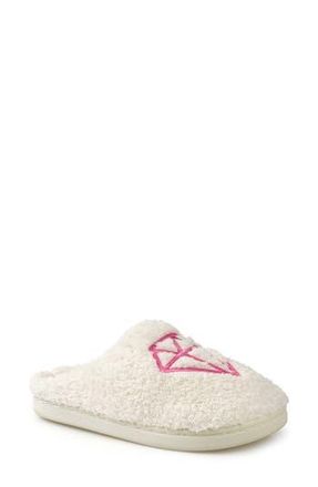 Rock & Candy Embroidered Faux Fur Scuff Slippers in White Fabric at Nordstrom Rack, Size X-Large