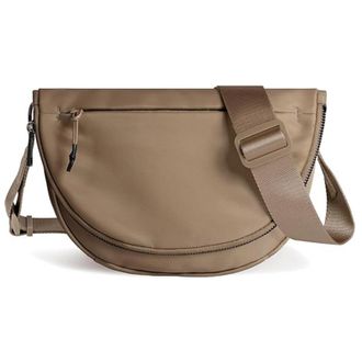 Generic Women Crossbody Bag with Crescent Design, Adjustable Strap Fashion Nylon Folding Crescent Moon Small Sling Chest Bag (Coffee Brown)