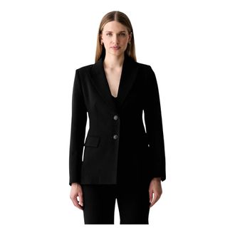 Trussardi Jassen, Dames, Zwart, XS, Leer, Slim Enkelrij Blazer