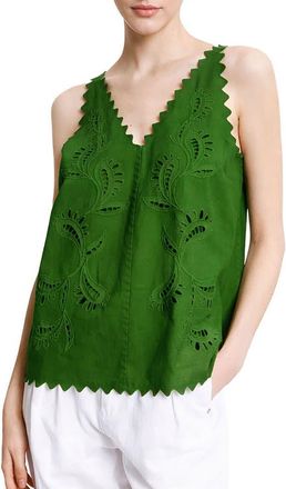 ottod'Ame Cotton Top With Cutwork Embroidery in Matcha at Nordstrom, Size 42