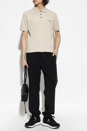 Moncler Polo Shirt With Printed Logo, Mens, Cream