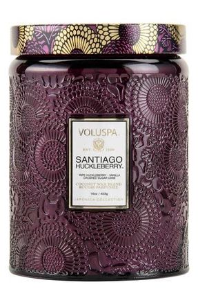 Voluspa Japonica Santiago Huckleberry Large Embossed Glass Jar Candle at Nordstrom Rack