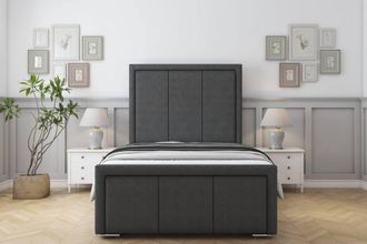 Sloomy Lancaster Dumfries Bed Frame With 50 Upholstered Headboard in Dark Grey | Size: Super King