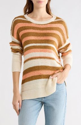 Wishlist Stripe Crewneck Sweater in Camel Combo 2 at Nordstrom Rack, Size Medium