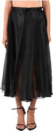 Meimeij Gonna midi in organza ricamata - - Skirts - Donna - Nero - S