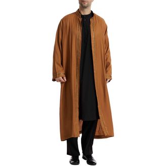 Generic Muslim Robe Mens Middle East Thobe Arabic Long Sleeve Islamic Kaftan Robe Loose Kaftan Arabic Clothing Loose Casual Dubai Arab Islamic Thobe Men Praye